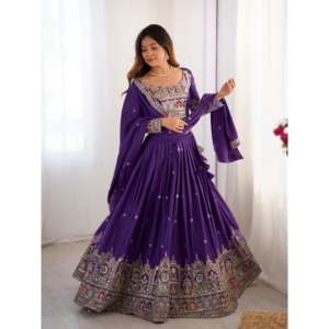 Hermoso y Moderno Lehenga Choli de Poliéster para Bodas con Trabajo de Hilo y Lentejuelas Codificadas Dori - Product Image 6