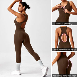 Combinaison de sport pour femme à dos en V, moulante, une pièce, pour yoga, danse, entraînement, séchage rapide, en spandex et nylon - Product Image 2