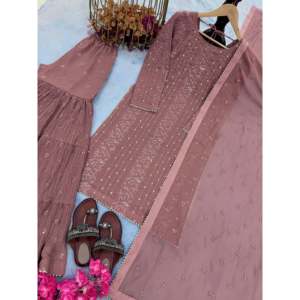 Designer Women's Party Wear Top & Dupatta Set Elegant Plazzo Top with Stylish Embellishments - Product Image 4