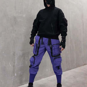 Pantalon Cargo Tactique Homme 2026 – Techwear Violet Streetwear Joggers Multi-Poches Urbain Hip Hop Cyberpunk avec Rubans – Pantalon Tactique - Product Image 2
