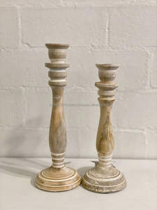 Juego de 2 candelabros antiguos para decoración del hogar, pilar de vela de madera de mango para candelabros decorativos para Navidad, venta al por mayor - Product Image 4
