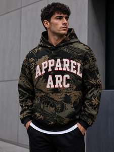 <b>Men</b> <b>Black</b> Camo Hoodies Custom Embroidery Cotton <b>Fleece</b> Streetwear Pullover Oversized Fashion Apparel Wholesale Hoodies - Product Image 1