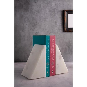 Sujetalibros Minimalistas de Mármol, 2 Piezas, Forma Triangular, Sujetalibros de Piedra para Decoración de Escritorio de Oficina en Casa - Product Image 1