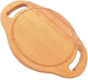 Natural Finish Bamboo Chopping Board And Serving Tray With Handle Oval <b>Shape</b> Non Toxix Sustainable Eco Friendly Wooden <b>Block</b> - Product Image 1