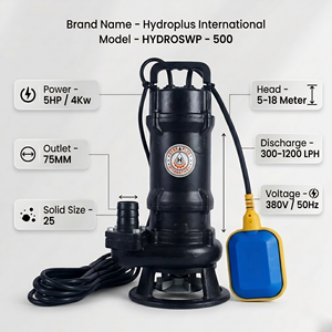 Hydroplus International 5HP Sewage <b>Submersible</b> <b>Pump</b> 75MM Outlet Wastewater Drain <b>Pump</b> High Flow / Duty 380V For Industrial Uses - Product Image 2