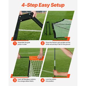 Porta da Lacrosse Portatile 6FT X 6FT con Borsa per il Trasporto, Asta in Fibra di Vetro, Attrezzatura per Allenamento in Giardino per Sport - Product Image 6