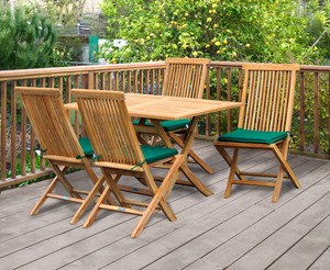 Outdoor <b>Garden</b> Table <b>Set</b> With 4/6 Chairs Rustic Wooden Patio Furniture Weather Resistant Solid Wood Design - Product Image 2
