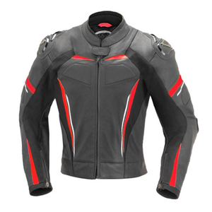 Men's Black Red Leather <b>Motorcycle</b> <b>Jacket</b> And Pants Set Full Sleeve Windproof All Seasons Racing Wear - Product Image 2