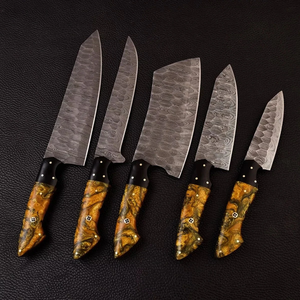 LEGACY BLADES Professional Damascus Chef <b>Knife</b> <b>Set</b> 5-Piece Resin Handle Handmade Razor <b>Sharp</b> Ambidextrous Kitchen <b>Knives</b> - Product Image 5