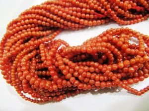 ลูกปัดปะการังอิตาลีธรรมชาติทรงกลมขนาด 3 มม. พลอยมีค่า ความยาว 10 นิ้ว - Product Image 3