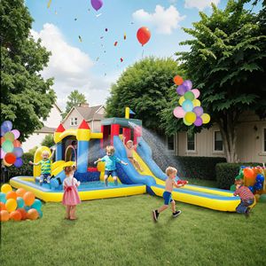 Parco Acquatico Gonfiabile 6 in 1 con Piscine, 2 Scivoli, Parete da Arrampicata, Cannone, Canestro da Basket - Strutture Premium per Divertimento Acquatico - Product Image 2
