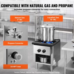 Fornello da Tavolo in Acciaio Inox a Gas Propano/Gas Naturale con Piastra Riscaldante per Bollitura - Product Image 3