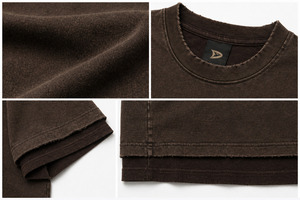 Camiseta Extra Grande de Doble Capa Estilo Y2K para Hombre, Camiseta con Gráficos Desgastados en Color Espresso - Product Image 4