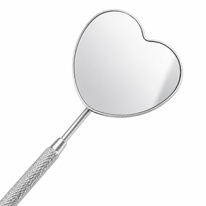 Personalized Heart Shape Stainless Steel Handheld <b>Mirror</b> Silver Finish Single Side 3X <b>Magnifying</b> <b>Makeup</b> Tool - Product Image 2