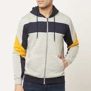 Sudadera con capucha de invierno para hombre, con bloques de color, cremallera suave, capucha ajustable y cordones duraderos, 2 piezas - Product Image 1