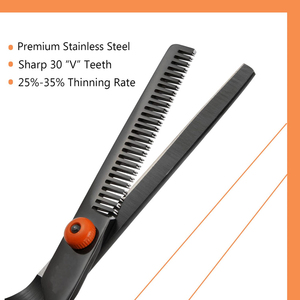 Kit de ciseaux de coiffure professionnels en acier inoxydable à haute teneur en carbone, pour droitiers, 28 dents, manche moyen, légers - Product Image 4