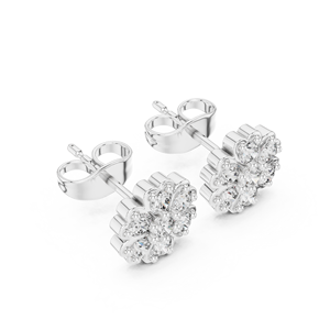 Pendientes de Diamantes Cultivados en Laboratorio con Diseño Floral Plateado de Lujo, Joyería Fina de Moda para Mujer, Regalo de Boda o Compromiso - Product Image 2