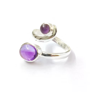 Amethyst Gemstone 925 <b>Sterling</b> <b>Silver</b> <b>Ring</b> Bezel Setting Birthstone Handmade <b>Adjustable</b> Jewelry Gift for Her - Product Image 2