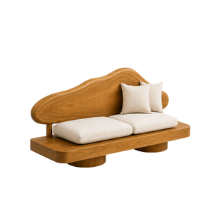 ARTERRA Luxury Modern Teak <b>Wood</b> <b>Sofa</b> Unique Curved Backrest Premium Villa Lobby Living Room Accent Couch - Product Image 2