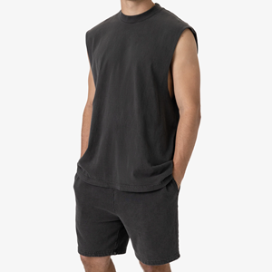 2026 Solid Silk Screen Printed Breathable Knitted 100% Cotton <b>Plus</b> <b>Size</b> Sleeveless Muscle Fit O-Neck Casual Tank <b>Top</b> Men 140g - Product Image 4