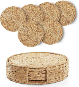 Eco-Friendly Natural Woven Placemat Set Heat-Resistant Braided Placemat <b>Cup</b> <b>Mat</b> for Boho Home Kitchen Decoration - Product Image 1