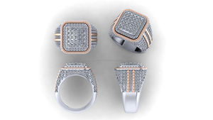 Anillo de cóctel geométrico para hombre de plata 925 con baño de rodio y pavé de moissanita, ideal para cumpleaños, bodas y aniversarios. - Product Image 4