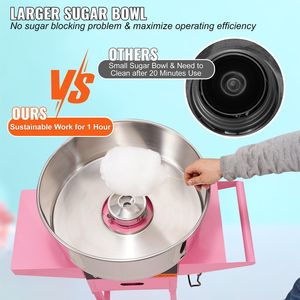 1000W elettrico commerciale di zucchero filato macchina rosa in acciaio inox ciotola zucchero palop cassetto per la casa per bambini compleanno festa di famiglia - Product Image 2