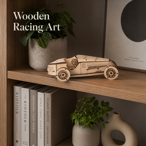 Modelo de Automóvil de Carreras Vintage Hecho a Mano en Madera Premium para Aficionados Creativos y Decoración |   Coche Retro Cortado con Láser - Product Image 2