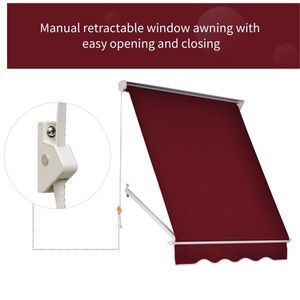 Tenda da Sole Estensibile in Lega di Alluminio per Balcone/Patio con Tettoia per Protezione dalla Pioggia - Funzionamento Manuale, Finitura Rivestita - Product Image 5