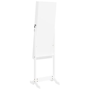 Meuble miroir à bijoux en bois d'ingénierie blanc avec tissu en verre pour coiffeuses et vanités de maquillage - Product Image 6