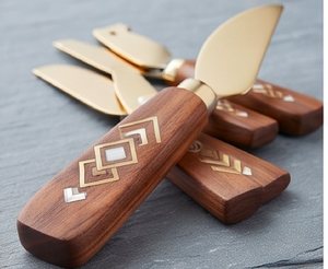 Wooden Handle Stainless Steel <b>Cheese</b> <b>Knife</b> <b>Set</b> Of 3 Eco-Friendly Dishwasher Safe For Restaurants Hotels And Resorts Use - Product Image 2