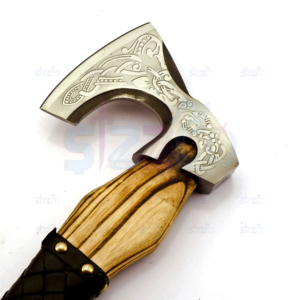 Custom Forged Carbon Steel Viking Style <b>Axe</b> Bearded <b>Axe</b> Ash <b>Wood</b> Tomahawk Premium Leather Sheath Best Gift Premium Hammer <b>Axe</b> - Product Image 4