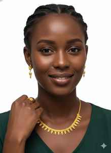 SAUTOIR COLLIER PLAQUE Plaqué Or 24K Classique Pendentif Ensemble de Bijoux 3 Pièces pour Femme Mariage Fête Luxe Tendance - Product Image 2