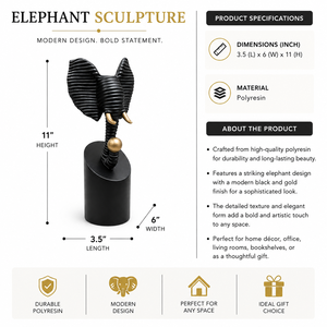 Modern Abstract <b>Elephant</b> Head Sculpture Polyresin Tabletop Figurine Decorative Home Office <b>Decor</b> Accent - Product Image 5