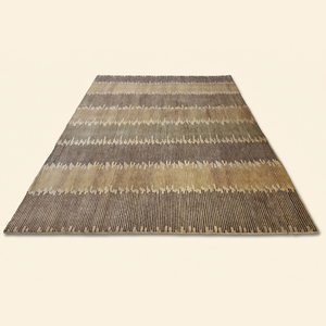 Alfombra Moderna Abstracta a Rayas de Lana de Pelo Largo, Tejida a Mano, Antideslizante y Ecológica, Color Beige Marrón, para Sala de Estar - Product Image 2