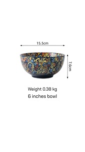 Juego de vajilla de cerámica con diseño colorido, plato redondo grande, plato rectangular, tazón para sopa, tazón para ensalada, con acabado bajo esmalte. - Product Image 3