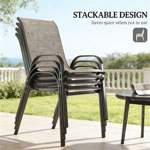 Set di 4 Sedie da Esterno Grigie Miste con Schienale per Terrazzo e Giardino, Senza Tavolo, Solo Sedie - Product Image 2