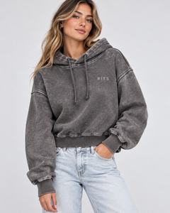 <b>Women</b> acid wash <b>Hoodie</b> <b>Pink</b> Cotton Blend Drop-Shoulder Solid Color Letter Logo Front Autumn Casual Wear Acid wash <b>pink</b> <b>hoodie</b> - Product Image 5