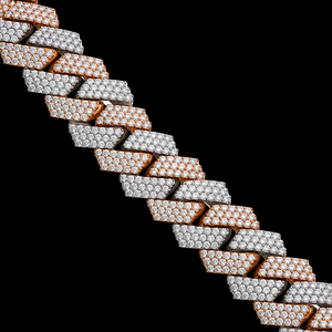 Wholesale Price 18K Rose Gold Plated Micro Double Raw Pave Moissanite Link Chain <b>Statement</b> <b>Necklace</b> Unisex Luxury Everyday Wear - Product Image 4