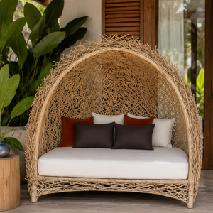 ARTERRA Premium Moderne Chaise Longue de Jardin en Teck avec Baldaquin, pour Piscine et Plage, avec Coussins Résistants aux UV, pour Cour - Product Image 6