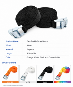Sangle d'arrimage à boucle à came en polyester certifiée CE 38 mm 450 kg sans crochet pour la sécurisation des charges, camions et remorques, marque Provina - Product Image 4