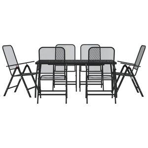 Juego de comedor de patio de 7 piezas de malla metálica antracita para entornos de jardín - Product Image 2