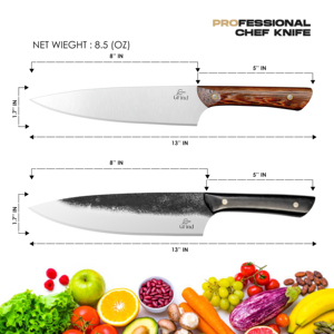Couteau de chef moderne en acier inoxydable, outil de cuisine équilibré pour les chefs professionnels, les cuisiniers amateurs et la préparation alimentaire commerciale - Product Image 4