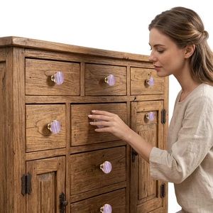 Poignée de meuble en résine violette avec garniture en laiton, écologique, installation facile, design contemporain pour la maison et le bureau - Product Image 2