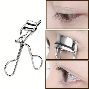 Stainless Steel Eyelash Curler with Black Rubber Handles Professional <b>Makeup</b> <b>Tool</b> with Compact Design and Comfortable Grip - Product Image 1