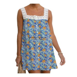 Túnica India con Estampado Floral Bohemio para Mujer, Diseño Bohemio, Prenda de Algodón, Estilo Gitano Hippie, Blusa con Encaje, Ropa de India y Pakistán - Product Image 3