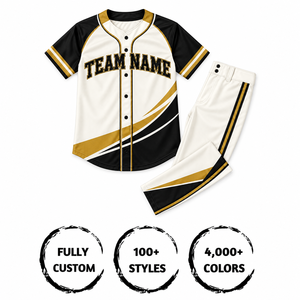 Ensemble de maillots de baseball de qualité supérieure à manches courtes 100% polyester respirant avec nom d'équipe imprimé pour adultes - Product Image 4