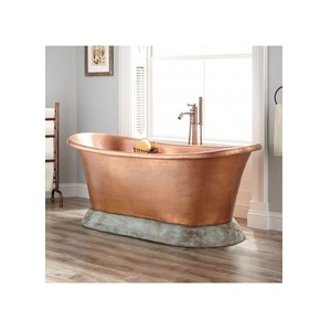 Bañera Ovalada de Cobre Martillado con Base de Patina, Bañera de Lujo de Dos Tonos, Fabricante OEM Personalizado, Exportador de India - Product Image 1