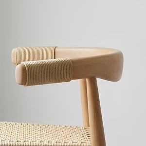 Silla de Comedor de Madera de Teca Sólida Estilo Japandi, Minimalista, para Cafetería o Restaurante, con Cuerda Tejida a Mano, Muebles Comerciales - Product Image 2