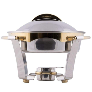 Plat à réchaud en acier inoxydable pour usage extérieur, avec pieds antidérapants et structure robuste, idéal pour les services de traiteur dans les jardins ou les cours. - Product Image 3
